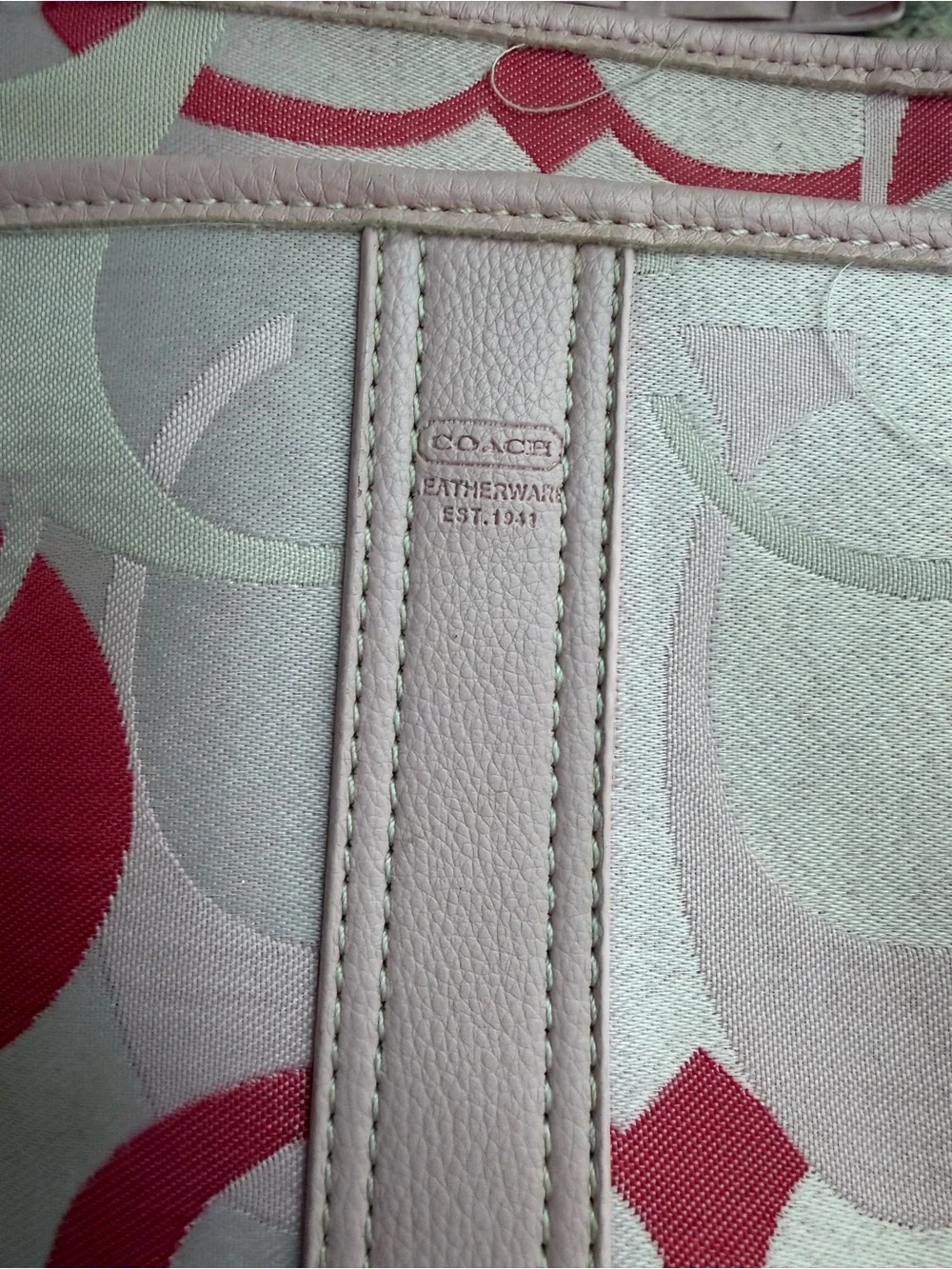 Coach Pink Signature Crossbody with Red Accent